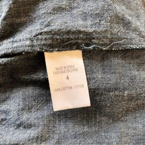 Theory Sleeveless Gray Chambray Button Down Ruffle Shirt Dress Size 4 - Picture 6 of 11